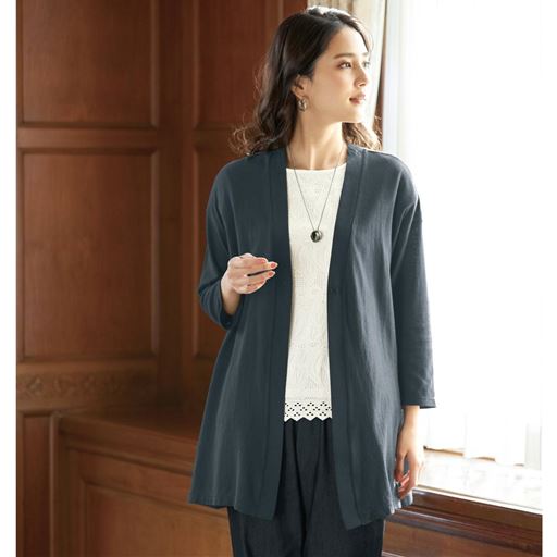 リネン混カーディガン(日本製・綿混)