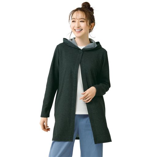 フード付きロングカーディガン