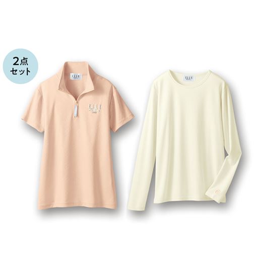 ピンク系<br>重ね着したり1 枚で着たり… 軽やかに着まわせる2点セット