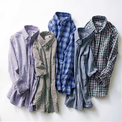 左からネイビー系 ホワイト系 ブルー系 ストライプB グリーン系 ※半袖シャツJB-1170と共通カラー