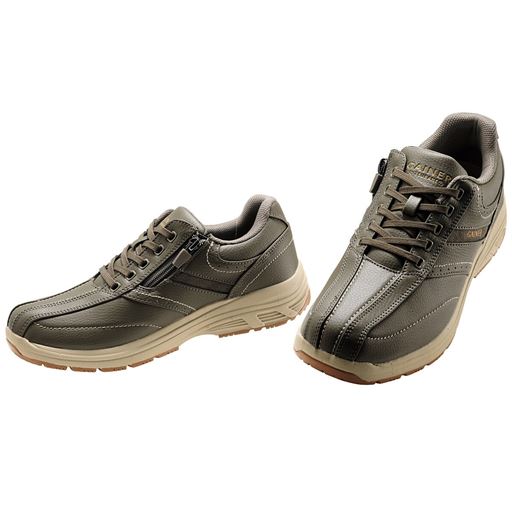 内側ファスナーで脱ぎ履きがラク 一部にストレッチ素材を使用