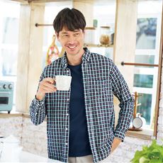 綿100%サッカー素材シャツ(長袖)ボタンダウン仕様