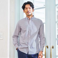 綿100%ライトオックスフォードシャツ(長袖)ボタンダウン仕様
