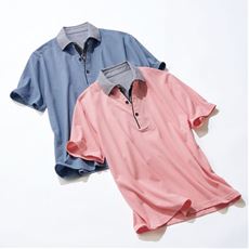 シャツ衿レイヤードヘンリーネック(半袖)