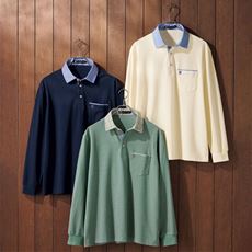 シャツ衿ポロシャツ(長袖)
