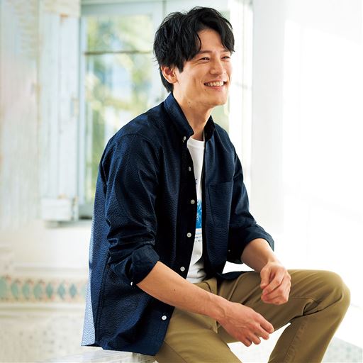 綿混サッカー素材シャツ(長袖)