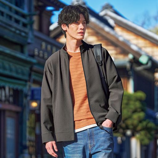 サッカージップスタンドカラーブルゾン