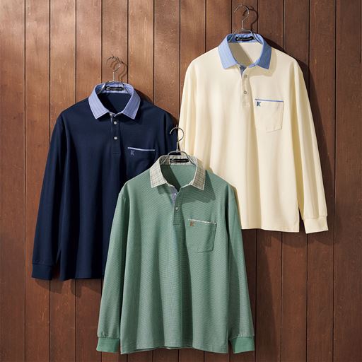 シャツ衿ポロシャツ(長袖)