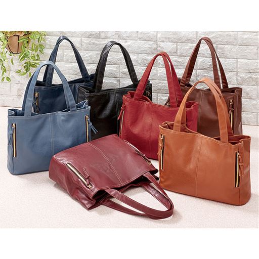 (左上から)ネイビー ブラック ローズレッド チョコレート キャメル ワイン グレイッシュブルー