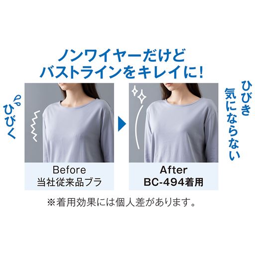 ノンワイヤーだけどバストラインがすっきりキレイに