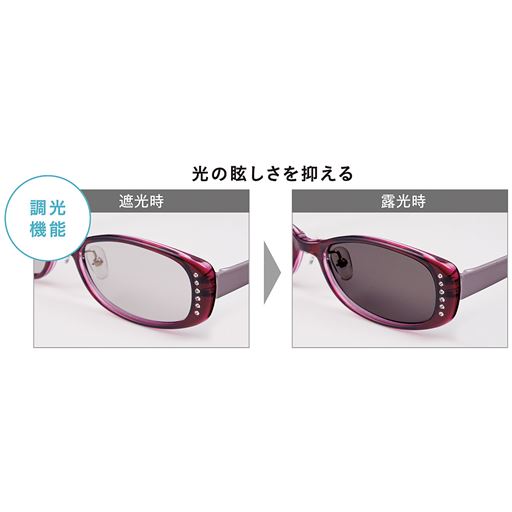 紫外線量に応じてレンズの色が変わり、眩しさを適度にコントロール。様々なシーンで快適な視界を維持します。