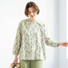 ボタニカルプリントコットンシャツ