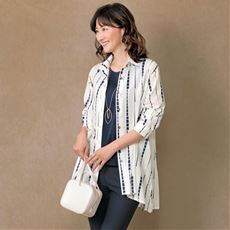 綿混プリントシャツチュニック
