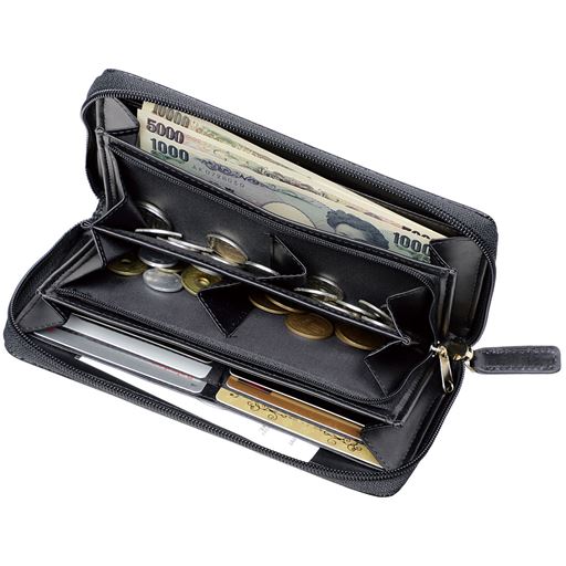 内札入れ×2 カード入れ×12 ファスナー式小銭入れ×1(内側4室) オープンポケット×2