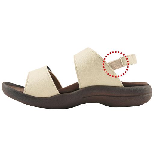 アイボリー 内側のサイドゴムで足にフィット