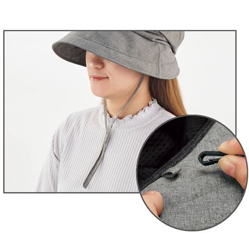 あご紐付き。(フックで取り外し可)