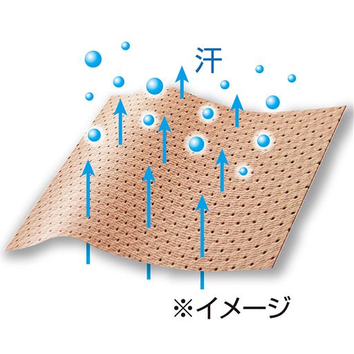 特殊メッシュ編みで汗をかいてもべたつきにくい