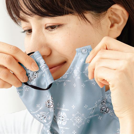 ボタンで取り外して、マスク単体でも使用可能