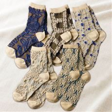 ふっくらフロート編みソックス オリエンタル柄(5柄組)