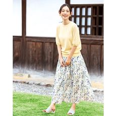 コットンプリントロングスカート(綿100%・裏地あり・洗濯機OK)