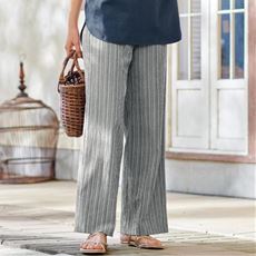 栃尾織涼やかゆるストレートパンツ(日本製・洗濯機OK)