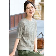 綿100%柄編みニット