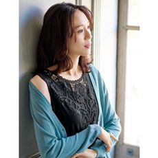 重ね着に便利な胸元レースタンクトップ(S～3L)(綿100%・洗濯機OK)