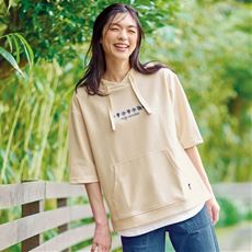 花とエルク刺しゅう重ね着風プルオーバー(moz)