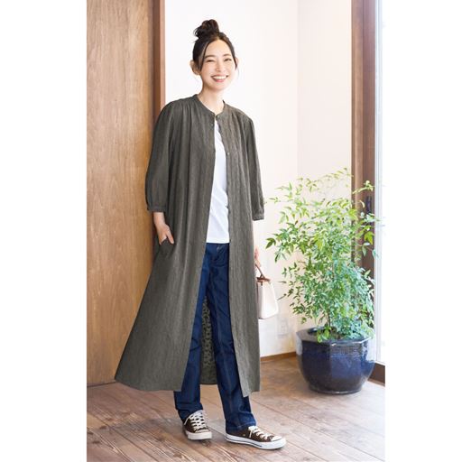 コットンレースシャツワンピース