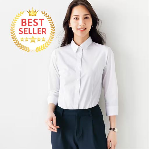 形態安定2枚組レギュラーカラーシャツ(七分袖)(洗濯機OK)