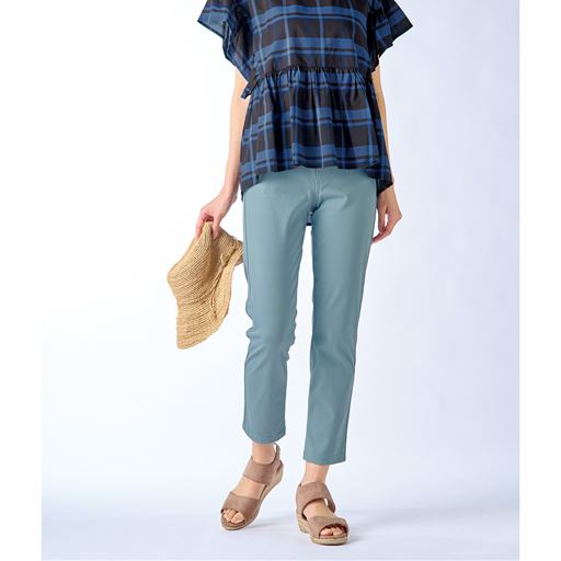 夏のニットデニムクロップドパンツ(スマートニットジーンズ)(人気商品・吸汗速乾・洗濯機OK)