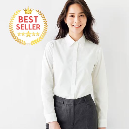 形態安定レギュラーカラーシャツ(長袖)(UVカット・抗菌防臭・洗濯機OK・部屋干しOK)