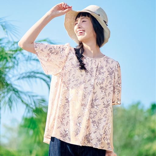ひんやり裏地シフォンブラウス