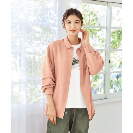 リネン混 風に揺れる大人ベーシックシャツ