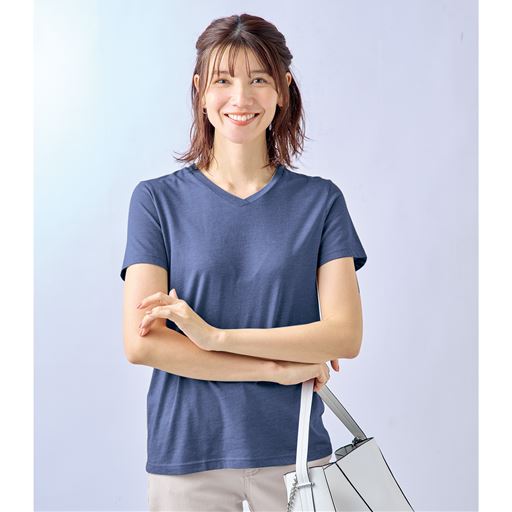シンプルVネックTシャツ(半袖)(洗濯機OK)