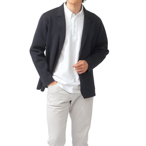 着用イメージ<br>きれいめポロなのでジャケットのインナーにも使いやすい