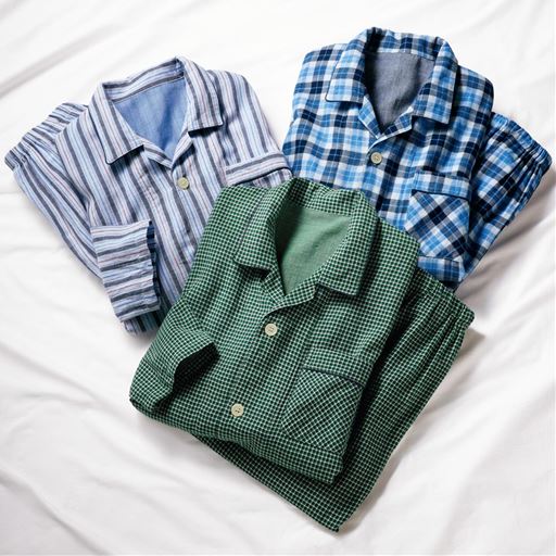 (左から時計まわりに)C(ストライプ)、B(ネイビー系チェック)、A(グリーン系チェック)