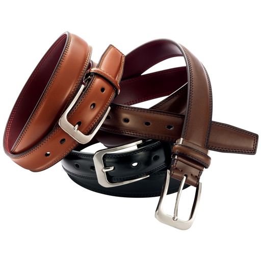 上質感が薫るイタリアンレザーのベルト。<br>サイドのステッチがデザインを引き立てた大人のベルトです。<br>(上から)ブラウン、ダークブラウン、ブラック