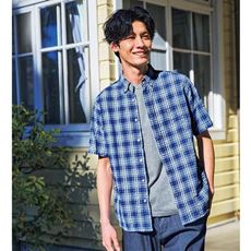 綿100%サッカー素材シャツ(半袖)ボタンダウン仕様