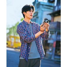 綿100%ダブルガーゼチェックシャツ(長袖)