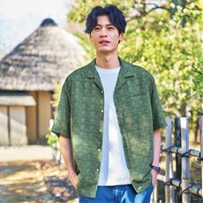 楊柳プリント柄シャツ(半袖)