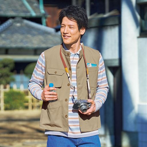 変わり織ドビーストレッチ・マルチポケットベスト(吸汗・速乾・ヨコストレッチ)