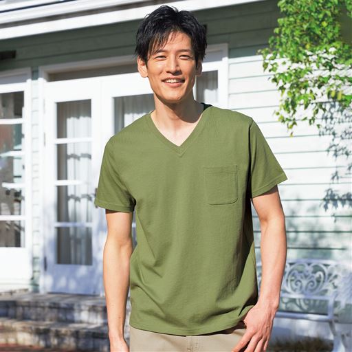 【男女兼用】綿100%VネックTシャツ(半袖)