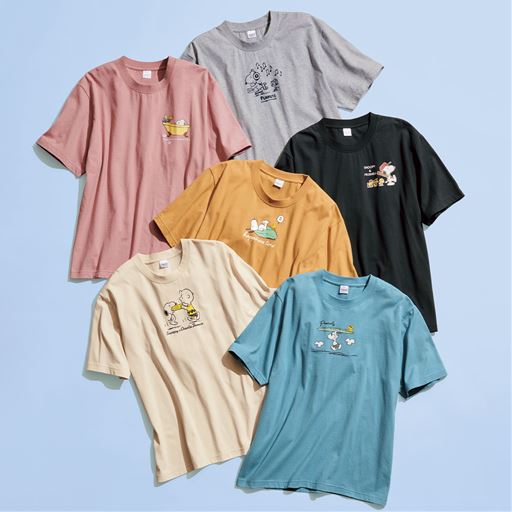 【男女兼用】綿100%プリント半袖Tシャツ(SNOOPY)