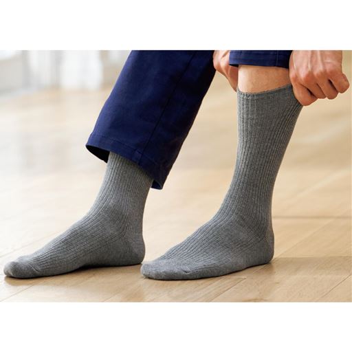 同色2足組 男の履き口ゆったりソックス/抗菌防臭 日本製