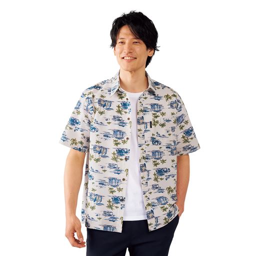 リップルリゾート柄プリントシャツ(半袖)