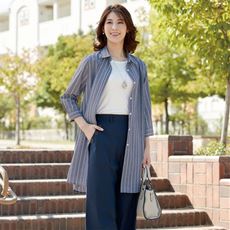 UVカット爽やか綿混チュニックシャツ