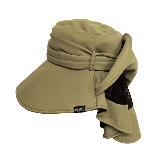 オリーブブラウン<br>2段フリルにメッシュ地を採用。風通しよく、蒸れにくい仕様に。