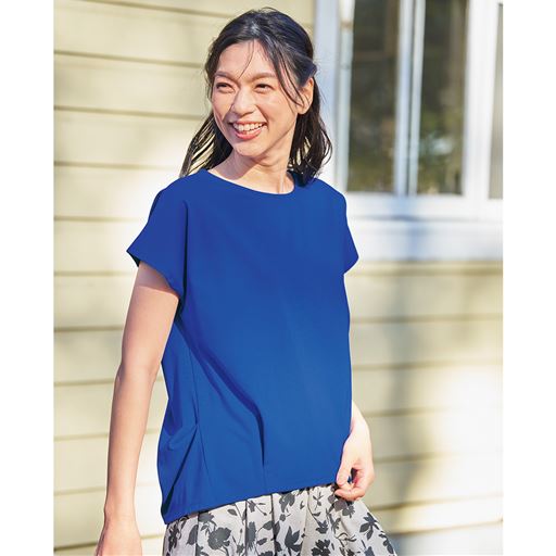 ブルー<br>暑い夏に嬉しい フレンチスリープ!お洒落と機能性を兼ね揃えた優秀Tシャツ。