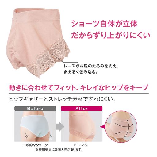 ずり上がりにくいヒミツは「セシール独自の立体設計」
